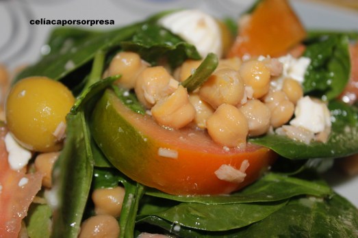 ensalada de espinacas y garbanzos